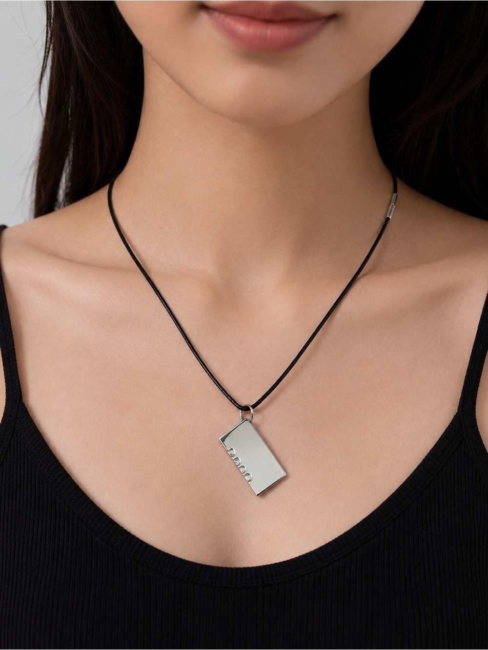 Hermès Silver Couples/Friends Pendant Necklace Symbole 2000 on Black Cord